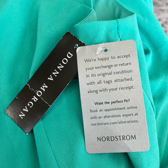 Donna Morgan Teal Green Crepe Strappy Sleeveless Cut Out Sheath Midi Dress 8 NWT - Picture 11 of 13